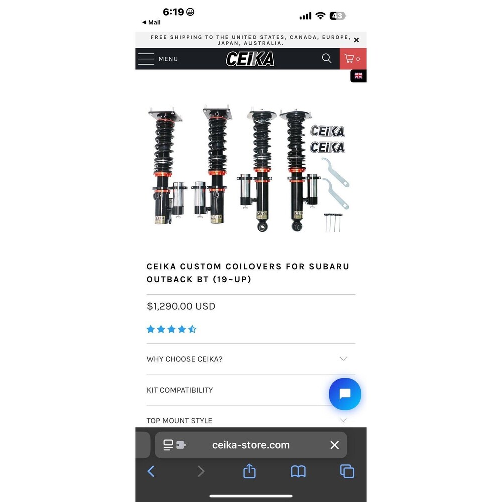 Subaru outback custom coilovers
